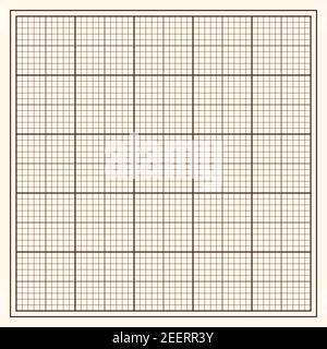 Millimeterdiagramm Papierraster. Abstrakter quadratischer Hintergrund. Geometrisches Muster für Schule, technische Technik Linienmaßstab Messung. Gefütterter Rohling für Stock Vektor