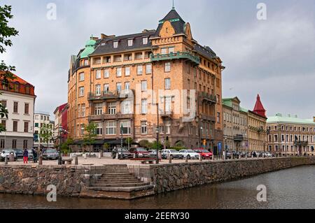 Kanal in das historische Zentrum von Göteborg, Schweden Stockfoto