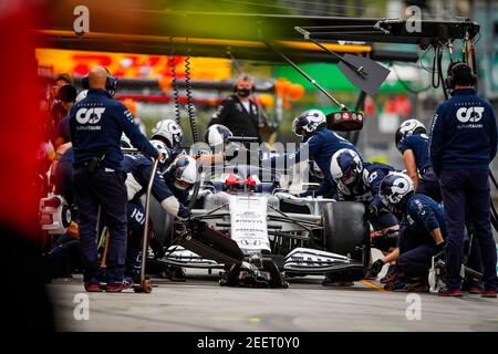 KVYAT Daniil (rus), Scuderia AlphaTauri Honda AT01, Action Pitstop während der Formel 1 Aramco Magyar Nagydij 2020, großer Preis von Ungarn vom 17. Bis 19. Juli 2020 auf dem Hungaroring, in Budapest, Ungarn - Foto Florent Gooden / DPPI Stockfoto