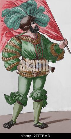 Europa. Deutschland. Frühe Neuzeit. Landsknecht. Fußsoldat. 16th Jahrhundert. Stockfoto