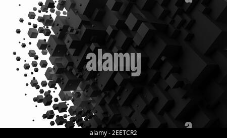 Ein abstraktes geometrisches Muster mit beleuchteten Würfeln 3D Render Stockfoto