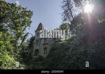 Alte schöne Villa im Wald Stockfoto