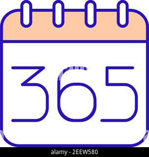 Kalender für Jahr RGB-Farbsymbol Stock Vektor