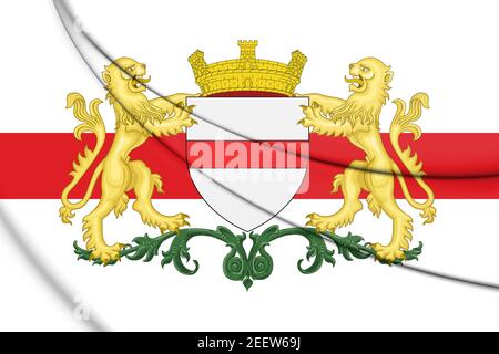 3D Flagge von Dendermonde (Ostflandern), Belgien. 3D Abbildung. Stockfoto