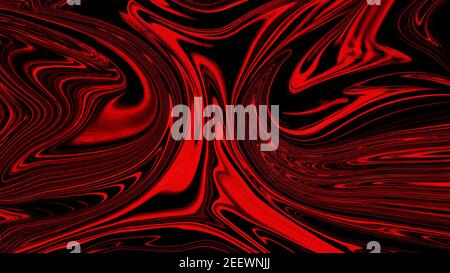 3D Rendering, Software-Tapete, flüssiges Schwarz mit Neon-Fototapete, leuchtendes abstraktes Muster. Abstraktion ist schwarz mit welligen Mustern. Stockfoto