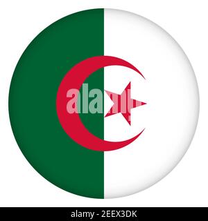 Flagge Algeriens rund Symbol, Abzeichen oder Knopf. Algerisches nationales Symbol. Vorlagendesign, Vektorgrafik. Stock Vektor