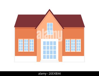 Beige und orange Cottage mit Fassade, City oder Country Street Building mit weißen Fenstern. Moderne Wohnanlage Privates Grundstück, Maisonette-Wohnungen. Stock Vektor