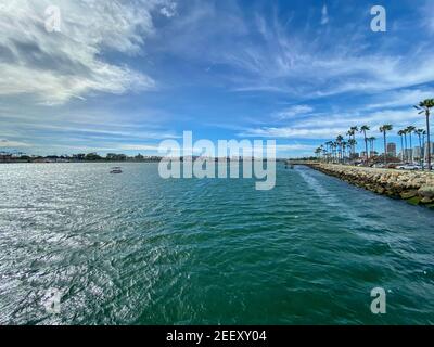 Landschaftlich schöner Blick auf Shoreline Dorf in Long Beach, Kalifornien, USA Stockfoto