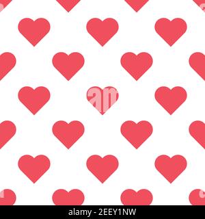 Ein nahtlos schönes Herzmuster. Niedliche rote Symbole auf weißem Hintergrund. Geschenkpapier für den Urlaub. Valentinstag. Liebe. Hochzeit Stock Vektor