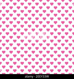Ein nahtlos schönes Herzmuster. Niedliche rosa Symbole auf einem weißen Hintergrund. Geschenkpapier für den Urlaub. Valentinstag. Liebe. Hochzeit Stock Vektor