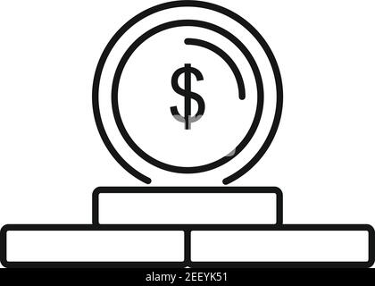 Casino Gold Dollar Symbol, umreißen Stil Stock Vektor