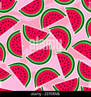 Niedliche Wassermelone Muster Hintergrund - lustige Vektor Zeichnung nahtlose Muster. Schriftzug Poster oder T-Shirt Textil Grafik-Design. Niedliche Illustration. wal Stock Vektor