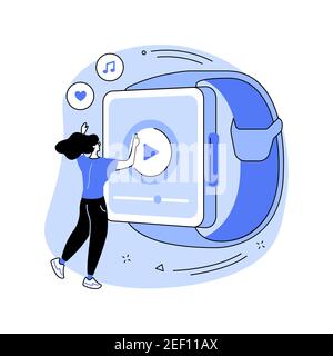 Smartwatch als tragbarer Mediaplayer abstrakte Konzept Vektor Illustration. Stock Vektor