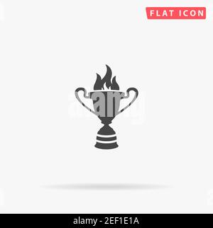 Pokal des flachen Vektorsymbols „Feuer“. Handgezeichnete Design-Illustrationen. Stock Vektor