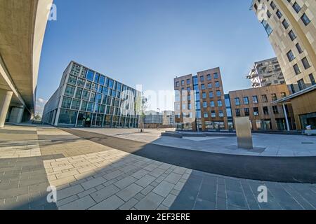 Wien Österreich Aug,16 2020, Seestadt Aspern eines der größten Stadtentwicklungsprojekte Europas. Es liegt im Wiener Bezirk 22nd Stockfoto