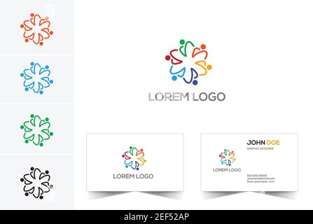 Personen Gemeinschaft Familie zusammen Logo Vektor Stock Vektor