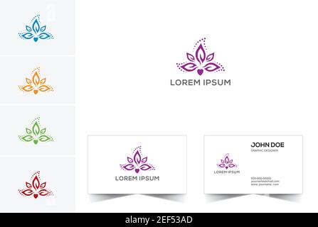 Blume Logo abstrakt Schönheit Spa Salon Kosmetikmarke Linear Stil. Looped Blätter Logo Design Vektor Luxus Mode Vorlage. Stock Vektor