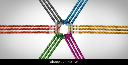 Group Trust Partnerschaft und Konzept von Team-Partner und Einheit oder Teamwork-Idee als Geschäftsmetapher für den Beitritt einer Partnerschaft miteinander verbunden. Stockfoto