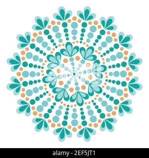 Punktmalerei trifft auf Mandalas. Aborigines Stil der Punktmalerei und Kraft des Mandalas. Dekorative Blume. Punktmuster, mehrfarbig verziert Stock Vektor