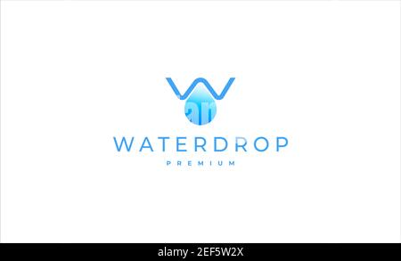 Buchstabe W Waterdrop Logo Vektor Design Illustration Stockfoto