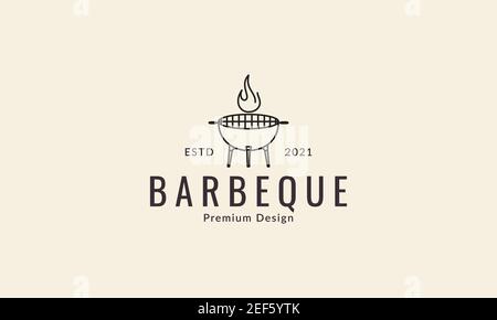 Grill Linie einfache vintage Logo Design Vektor Symbol Illustration Stock Vektor