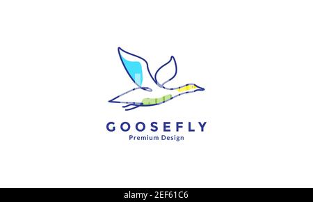 Gans Vogel fliegen Linie bunte Logo Symbol Vektor Symbol Design Abbildung Stock Vektor