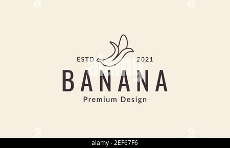 Einfache Frucht Banane geöffnet Linien Logo Design Vektor Symbol Symbol Abbildung Stock Vektor