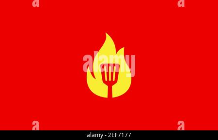 Feuergelb mit Spatel Logo Design Vektor Symbol Symbol Illustration Stock Vektor