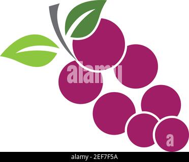 Bündel Weintrauben mit Blatt Symbol für Nahrung Anwendungen und Webseiten Stock Vektor