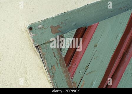 Nahaufnahme einer Holztür Stockfoto
