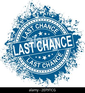 Grunge Gummistempel mit Text Letzte Chance, blaue Vektorgrafik Stock Vektor