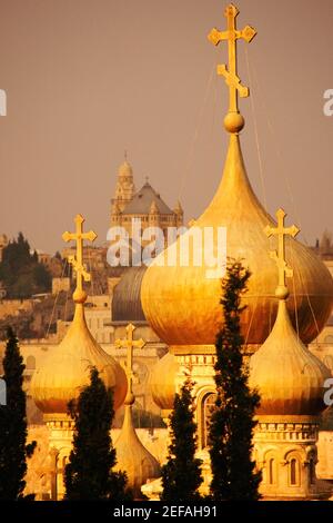 Kuppeln einer Kirche, Kirche der heiligen Maria Magdalena, Ölberg, Jerusalem, Israel Stockfoto