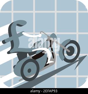 Pfund-Symbol fahren eines Motorrades auf ein Liniendiagramm Stockfoto