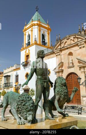 Hercule Brunnen Plaza del Socorro, Ronda, Malaga, Andalusien, Spanien Stockfoto