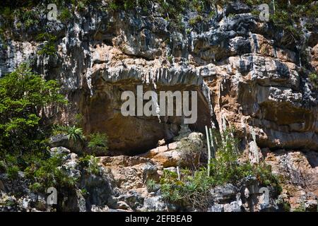 Hochwinkelansicht der Felsformationen, Sumidero Canyon, Chiapas, Mexiko Stockfoto