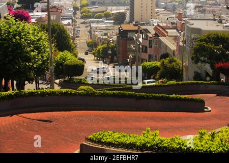 Blick auf die Lombard Street, San Francisco, Kalifornien, USA Stockfoto