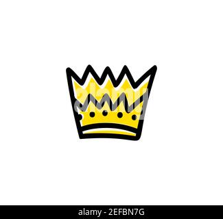 Skizzenkronenvektor. Einfache Königin oder König Krone von Hand gezeichnet. Königliche kaiserliche Krönung Symbol Vektor-Illustration isoliert auf weißem Hintergrund Stock Vektor