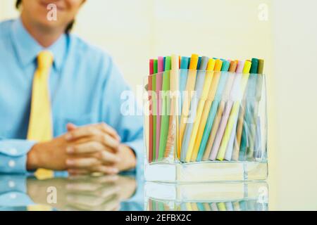 Nahaufnahme des Filzstifts in einer Schachtel Stockfoto