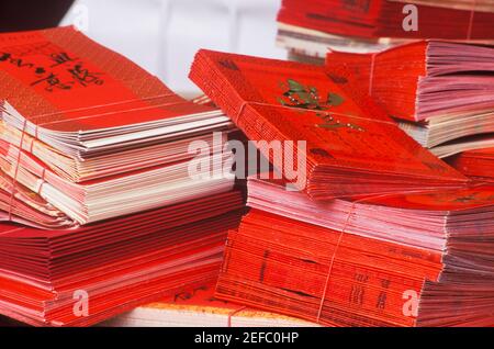 Nahaufnahme von einem Stapel Bücher Stockfoto