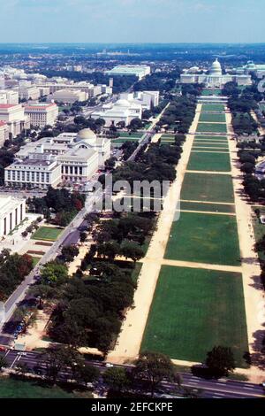 Luftaufnahme eines Gebäudes in einer Stadt, Capitol Building, Washington DC, USA Stockfoto