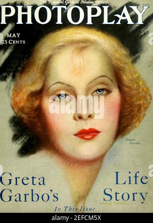 GRETA GARBO (1905-1990) Schwedisch-amerikanische Filmschauspielerin auf dem Cover von Photoplay im Mai 1928. Stockfoto