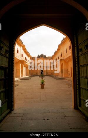 Innenräume einer Festung, Nahargarh Fort, Jaipur, Rajasthan, Indien Stockfoto