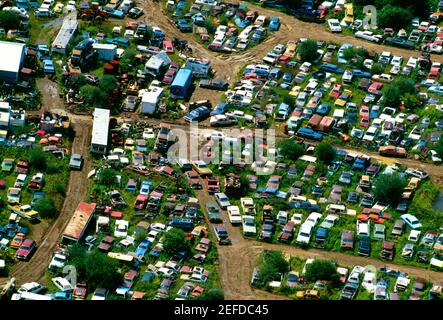 Luftaufnahme von Junk-Autos in der Nähe von Upper Black Eddy, Pa Stockfoto