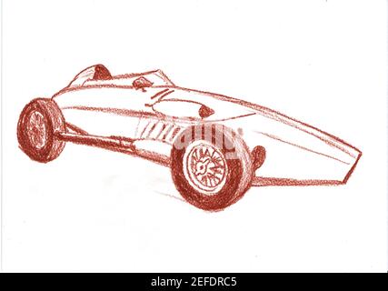 ferrari 250 gto, Oldtimer-Rennwagen, Manula Zeichnung, Bleistift Stockfoto