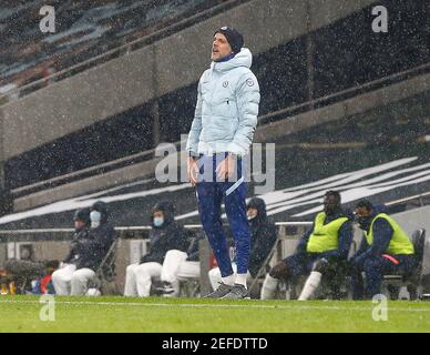 LONDON, ENGLAND - FEBRUAR 04: Chelsea-Manager Thomas Tuchel während der Premiership zwischen Tottenham Hotspur und Chelsea im Tottenham Hotspur Stadium, L Stockfoto