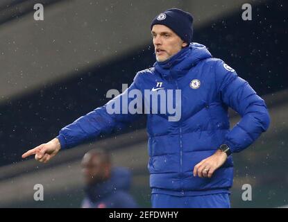 LONDON, ENGLAND - FEBRUAR 04: Chelsea-Manager Thomas Tuchel während der Premiership zwischen Tottenham Hotspur und Chelsea im Tottenham Hotspur Stadium, L Stockfoto
