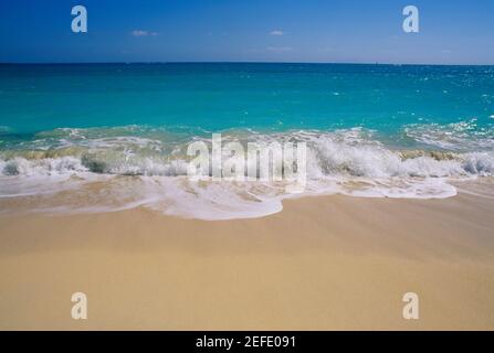 Seascape von einem Strand , St. Martin, Leewards Islands, Karibik Stockfoto