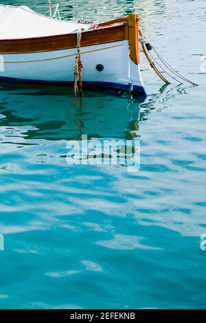 Boot am Meer, Italienische Riviera, Mar Ligure, Santa Margherita Ligure, Genua, Ligurien, Italien Stockfoto