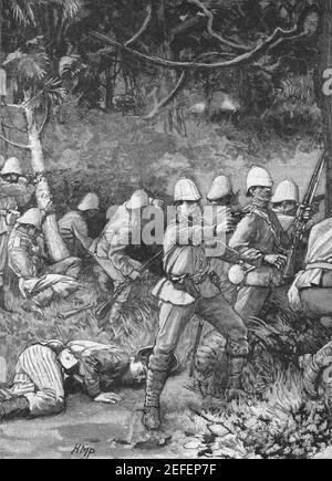 Die britische Armee tritt in Coomassie ein, Dritter Anglo-Ashanti-Krieg, 1873 Stockfoto