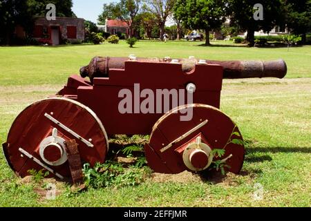 Seitenansicht einer alten Kanone, Plantation, St. Croix, amerikanische Jungferninseln Stockfoto